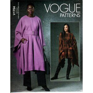 Vogue V1754 Misses XS to M Easy Belted Capes Uncut Sewing Pattern